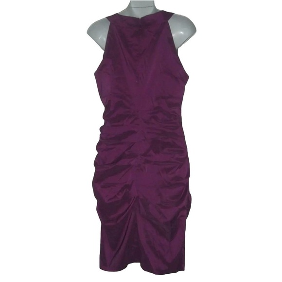 Signature by Sangria Dress Purple Iridescent Ruched Prom Party Wedding Cocktail - Picture 4 of 12